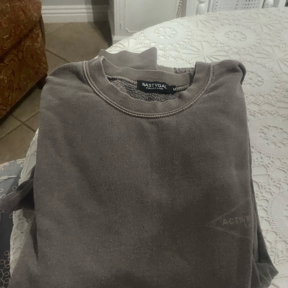 Nasty Gal Gray Crewneck Sweater and jogging pants